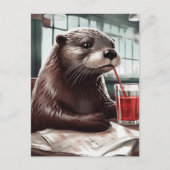De Otter in een café Briefkaart (Voorkant)