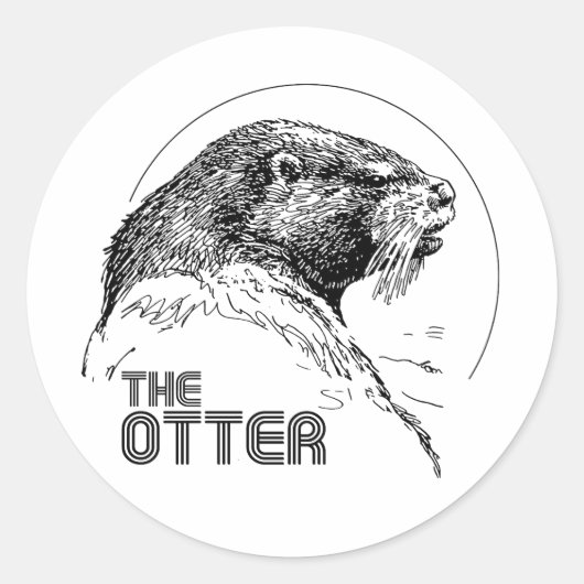 DE OTTER VINTAGE RONDE STICKER (Voorkant)