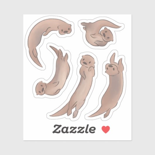 De Otters Swimming Sticker (Vel)