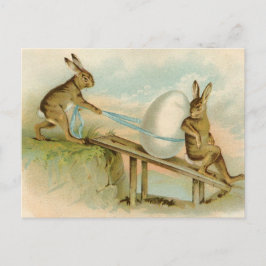 De oude Antiek Vintage Gelukkige konijnen en het Feestdagenkaart