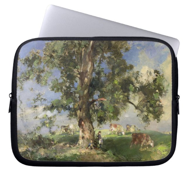 De oude asboom (olie op canvas) laptop sleeve (Voorkant)