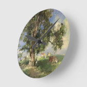 De oude asboom (olie op canvas) ronde klok (Hoek)