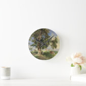 De oude asboom (olie op canvas) ronde klok (Huis)