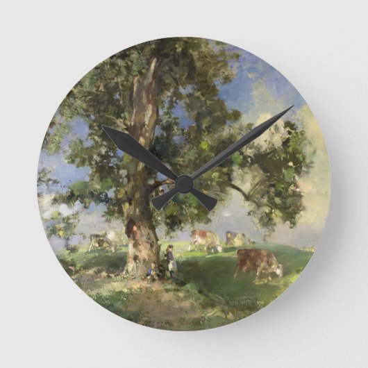 De oude asboom (olie op canvas) ronde klok (Voorkant)