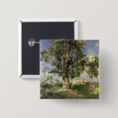 De oude asboom (olie op canvas) vierkante button 5,1 cm (Voorkant /achterkant)
