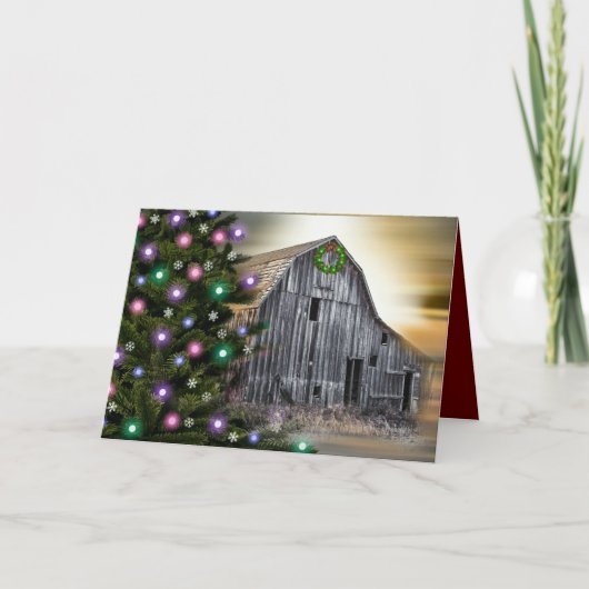De oude Barn Kerstmis Feestdagen Kaart (Voorkant)
