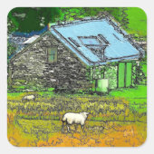 DE OUDE BARN VIERKANTE STICKER (Voorkant)