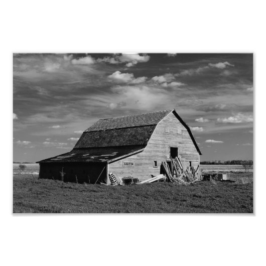 De oude Barn - zwart-wit Foto Afdruk (Voorkant)