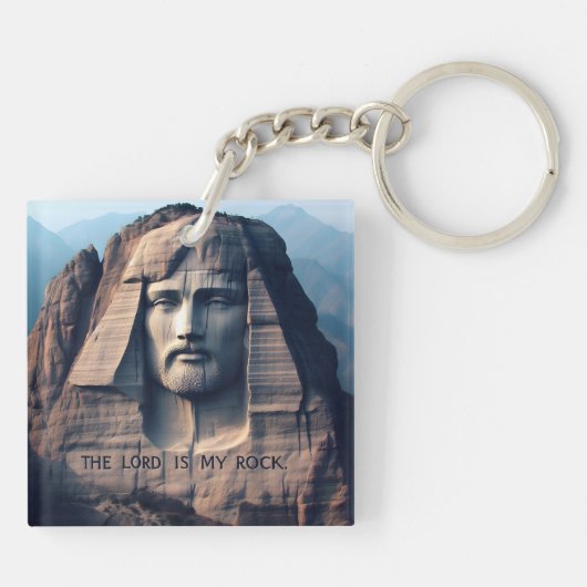 De oude beschermer: De Heer is mijn steen Sleutelhanger (Achterkant)