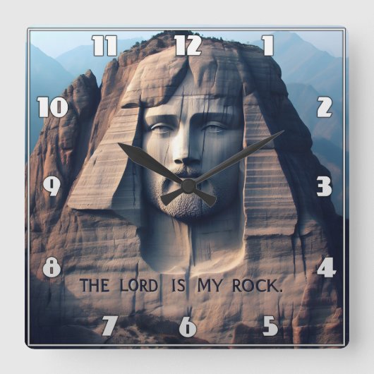 De oude beschermer: De Heer is mijn steen Vierkante Klok (Voorkant)