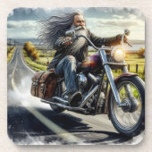 De oude biker (set van 6) bier onderzetter (Voorkant)