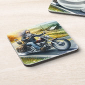 De oude biker (set van zes) bier onderzetter (Linkerzijde)