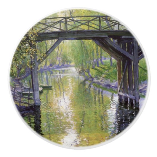 De oude brug (door Guy Roos) Keramische Knop (Voorkant)