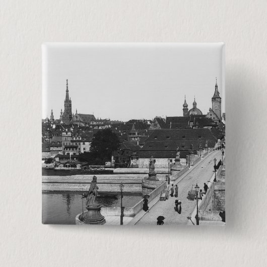 De oude brug over de Main Vierkante Button 5,1 Cm (Voorkant)