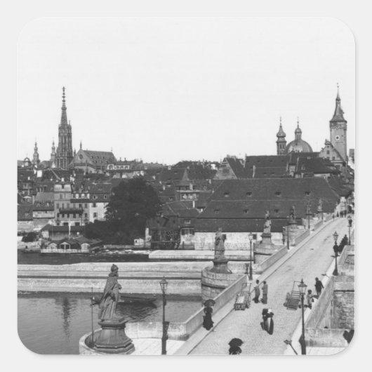 De oude brug over de Main Vierkante Sticker (Voorkant)