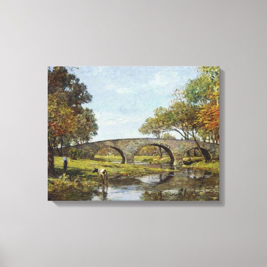 De oude brug (van Theodore Robinson) Canvas Afdruk (Voorkant)