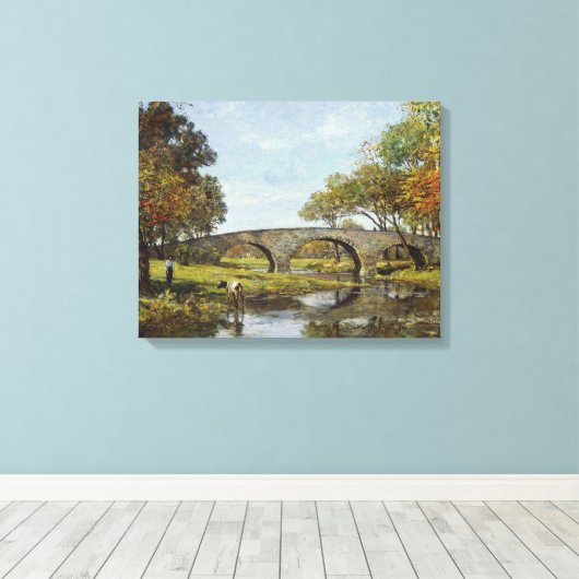 De oude brug (van Theodore Robinson) Canvas Afdruk (Insitu (Houten vloer))