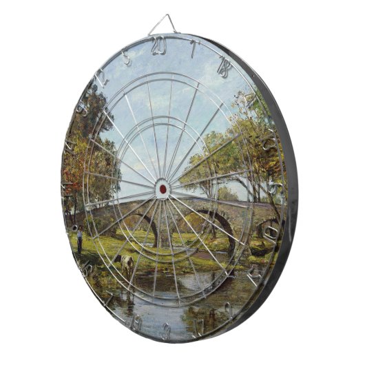 De oude brug (van Theodore Robinson) Dartbord (Voorkant Rechts)