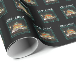 De oude Chinese klokkentoren Cadeaupapier