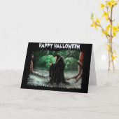 De oude Crone Halloween Card Kaart (Gele Bloem)