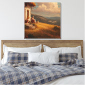 De oude dame en haar hond canvas afdruk (Insitu (Slaapkamer))