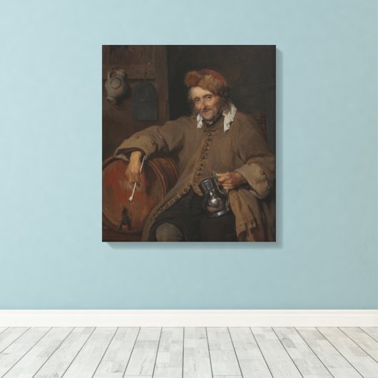 De oude drinker (door Gabriel Metsu) Canvas Afdruk (Insitu (Houten vloer))