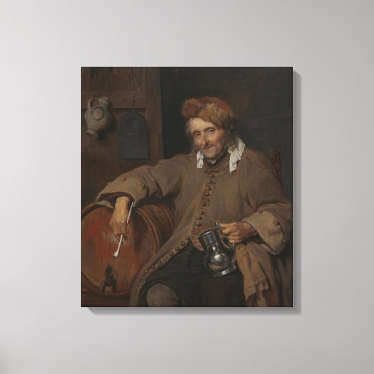 De oude drinker (door Gabriel Metsu) Canvas Afdruk (Voorkant)
