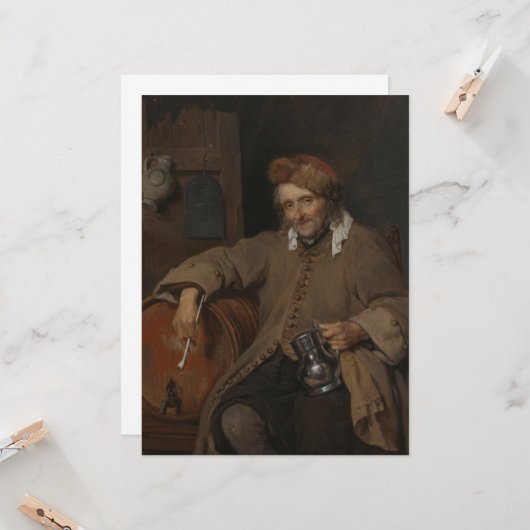 De oude drinker (door Gabriel Metsu) Kaart (Voorkant / Achterkant in situ)