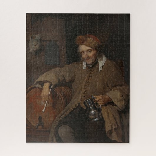 De oude drinker (door Gabriel Metsu) Legpuzzel (Verticaal)