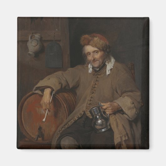 De Oude Drinker (door Gabriel Metsu) Magneet (Voorkant)
