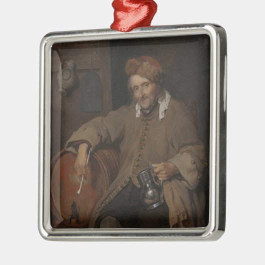 De Oude Drinker (door Gabriel Metsu) Metalen Ornament (Links)
