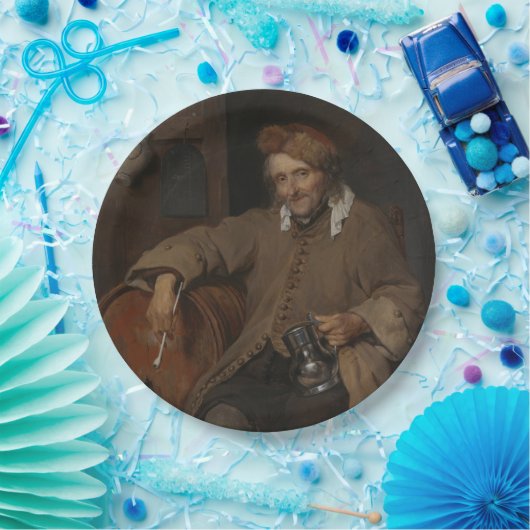 De oude drinker (door Gabriel Metsu) Papieren Bordje (Feest)