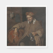 De oude drinker (door Gabriel Metsu) Servet (Voorkant)