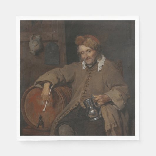 De oude drinker (door Gabriel Metsu) Servet (Voorkant)