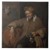 De oude drinker (door Gabriel Metsu) Tegeltje (Voorkant)