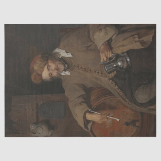 De oude drinker (door Gabriel Metsu) Tissuepapier (Voorkant)