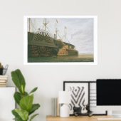 De oude Frigate HMS Agamemnon met haar gewicht. Poster (Thuiskantoor)