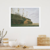 De oude Frigate HMS Agamemnon met haar gewicht. Poster (Keuken)