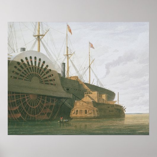 De oude Frigate HMS Agamemnon met haar gewicht. Poster (Voorkant)