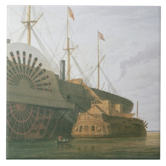 De oude Frigate HMS Agamemnon met haar gewicht. Tegeltje (Voorkant)
