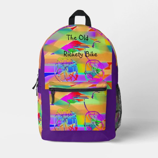 De oude gammele fiets Kinder tiener Bedrukte Rugzak (Voorkant)