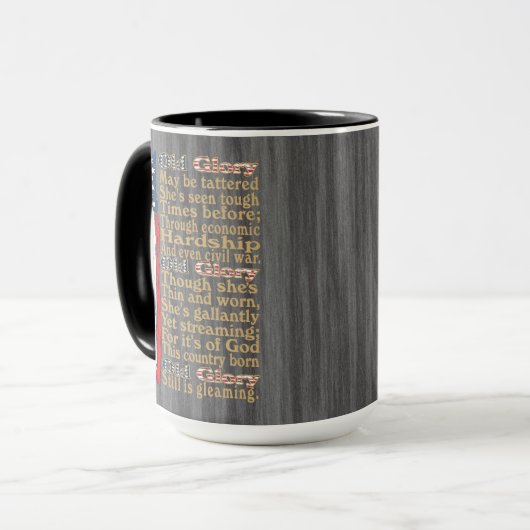 De oude glorie van Amerika's verontruste bannerged Mok (Voorkant links)