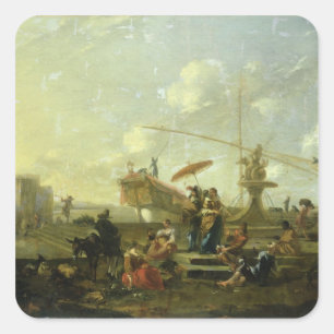 De oude haven van Genua Vierkante Sticker