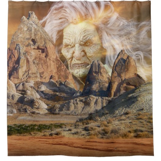 De oude heks van de bergen douchegordijn (Voorkant)