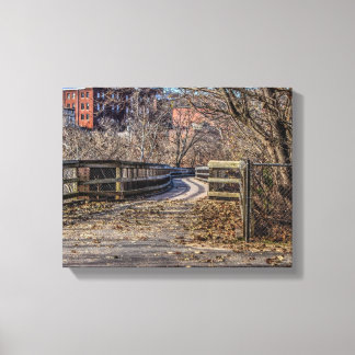 De oude Houten Druk van het Canvas van de Brug Afdruk