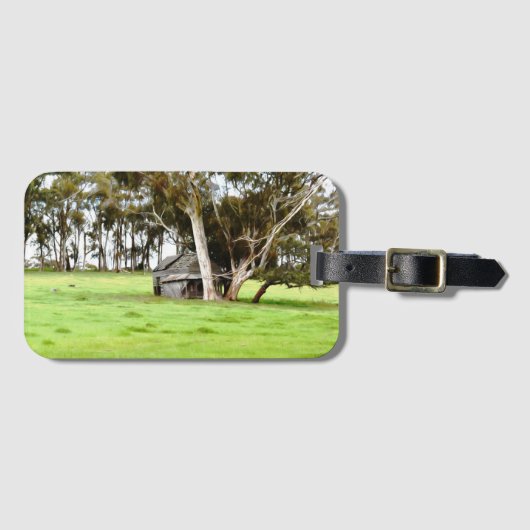 De oude houten hut bagagelabel (Voorkant (horizontaal))