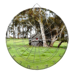 De oude houten hut dartbord