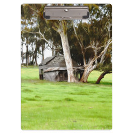 De oude houten hut klembord