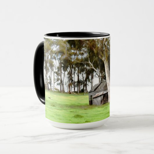 De oude houten hut mok (Voorkant links)