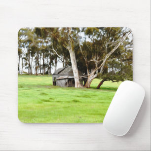 De oude houten hut muismat